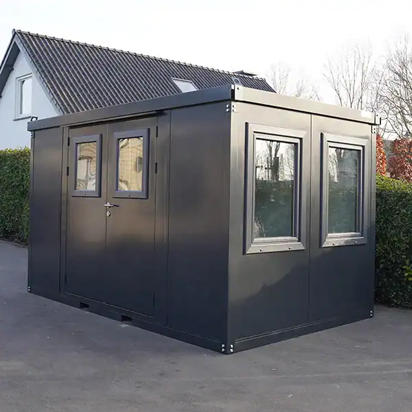 Container bureau anthracite 4x2m avec double porte et fenêtre